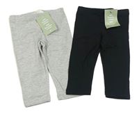 2set - 2x crop legíny - černé + šedé H&M