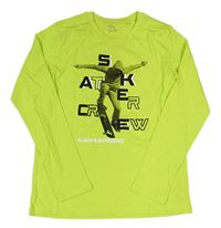 Neonově zelené triko se skaterem Y.F.K.