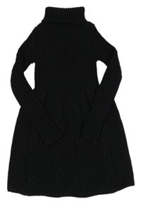 Černé vzorované pletené šaty s rolákem