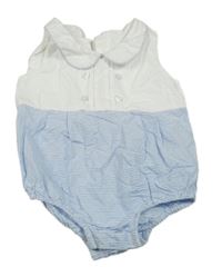 Bílo-světlemodré plátěné body s pruhy a límečkem Matalan