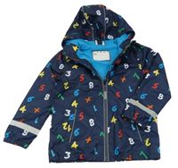 Tmavomodrá šusťáková jarní bunda s čísly a kapucí Topolino