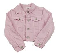 Růžová crop riflová bunda Bluezoo