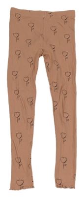 Růžové žebrované květované legíny George