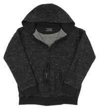 Tmavošedá melírovaná propínací mikina s kapucí Primark