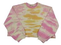 Béžovo-žluto-růžová batikovaná crop mikina H&M