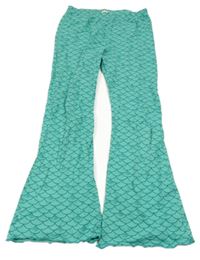 Zelenomodré flare legíny se šupinami Yigga