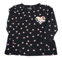 Černé triko se srdíčky a Minnie a Mickeym C&A