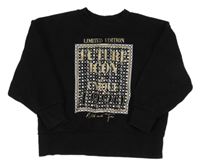 Černo-zlato-bílá mikina s nápisy Matalan