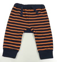 Tmavomodro-lososové pruhované tepláky s liškou Jojo Maman Bébé