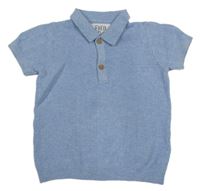 Světlemodré pletené polo tričko F&F