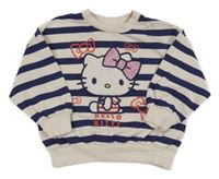 Bílo-tmavomodrá pruhovaná mikina s Hello Kitty Matalan