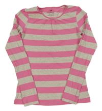 Béžovo-růžové pruhované triko H&M