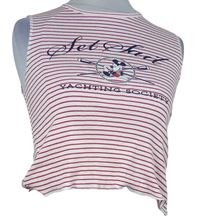 Dámský červeno-bílý pruhovaný crop top s Mickeym H&M