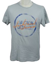 Pánské šedé tričko s potiskem Jack&Jones 