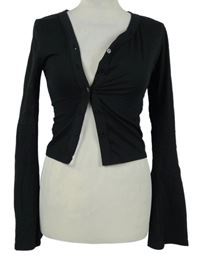 Dámské černé crop propínací triko PrettyLittle Thing