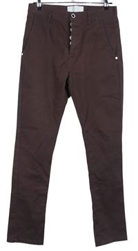 Pánské hnědé plátěné skinny kalhoty Humor vel. 30