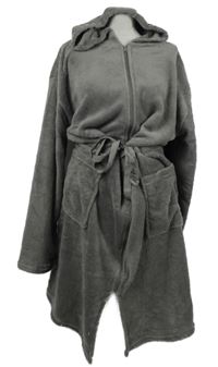 Dámská hnědá plyšová županová mikina se stahováním a kapucí 