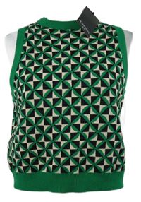 Nové - Dámská zeleno-černá vzorovaná svetrová vesta Brave Soul 