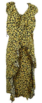 Nové - Dámské černo-žluté květované šaty s volánky River Island 