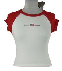 Nové - Dámské bílo-červené crop tričko s nápisem Stradivarius 