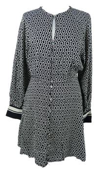 Dámské černo-bílé vzorované košilové šaty H&M