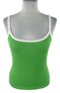 Dámský limetkovo-bílý žebrovaný crop top Boohoo 