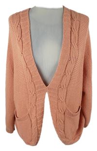 Dámský světlerůžový vzorovaný oversized svetr Shein 