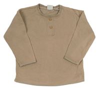 Béžové žebrované triko s knoflíčky Zara