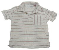 Bílo-rezavá pruhovaná polo košile Zara