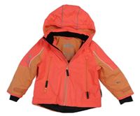 Neonově růžovo-meruňková šusťáková zimní lyžařská bunda s kapucí C&A