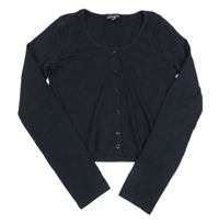 Černé žebrované crop propínací triko New Look