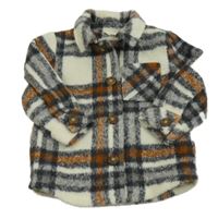 Bílo-šedo-rezavá kostkovaná košilová bunda Matalan