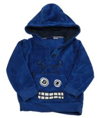 Modrá chlupatá domácí mikina s příšerkou a kapucí Lupilu