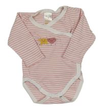 Růžovo-bílé pruhované body s potiskem pusblu