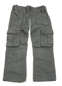 Šedé cargo plátěné kalhoty F&F