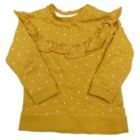 Hořčicová puntíkatá mikina s volánkem H&M