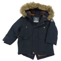 Tmavomodrá šusťáková zimní bunda s kapucí George