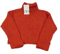 Nové - Červený crop svetr s rolákem Zara