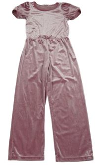 Růžový sametový kalhotový overal H&M