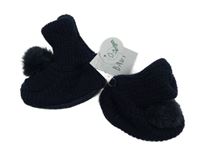 Nové - Tmavomodré pletené capáčky s bambulkou George