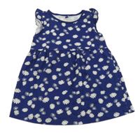 Tmavomodré květinové bavlněné šaty Pocopiano