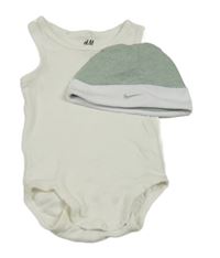 2set- bílé body+ khaki-bílá čepice Nike