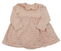 Světlerůžové šaty s krajkou a všitým body H&M