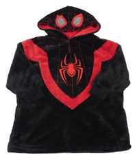 Černo-červená chlupatá mikina s pavoukem a kapucí Marvel