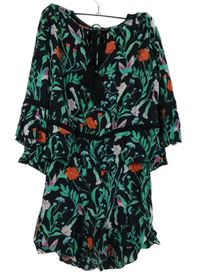 Dámský černý kraťasový overal s květy Kate Spade