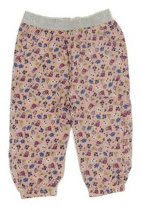 Světlerůžové květované kalhoty se stříbrným pasem Ergee