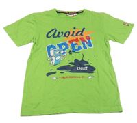 Zelené tričko s obrázkem a nápisy Hot&Spicy