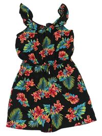 Černo-barevný květovaný lehký kraťasový overal Primark
