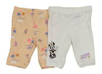 2x capri legíny s Minnie - bílé + meruňkové Disney
