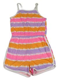 Neonově růžovo-lila-oranžový kraťasový overal Primark